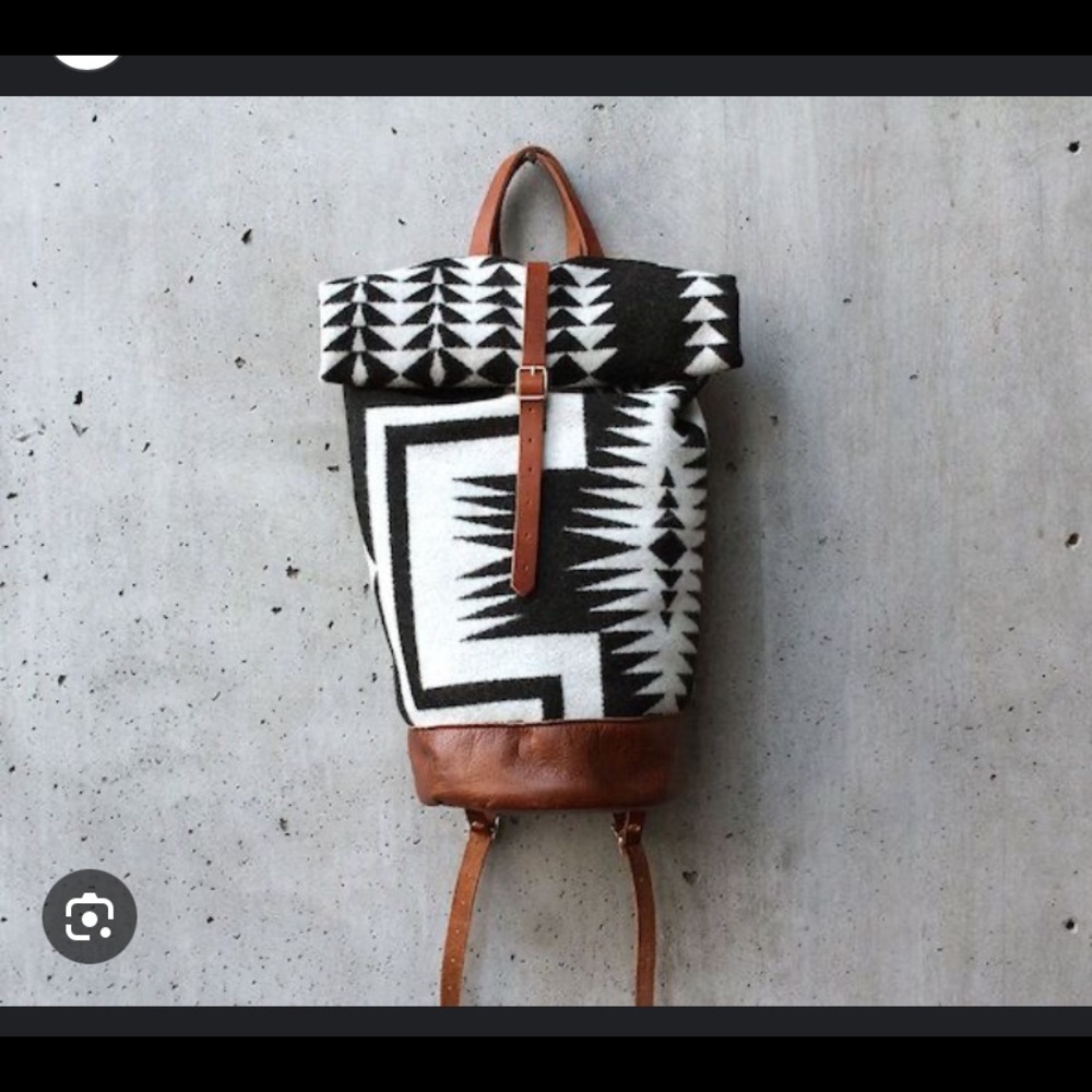 Future Glory leather and Pendleton backpack